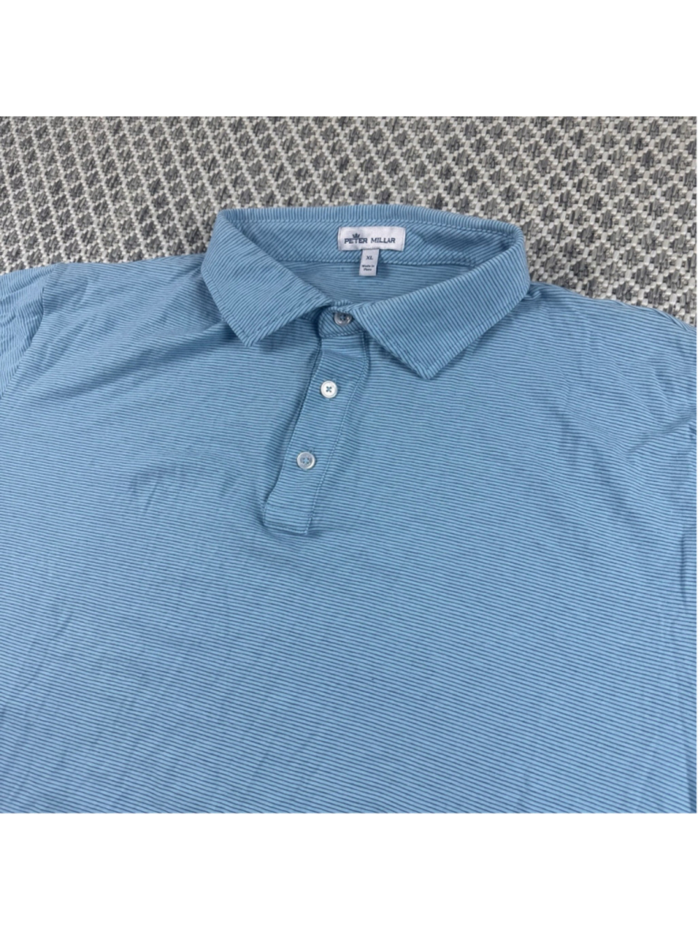 Peter Millar Polo Shirt Men’s XL Blue Micro Stripe Performance Golf Polo